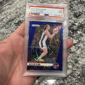 2024 Panini WNBA Prizm Caitlin Clark #22 RC‎ Rookie Blue Velocity PSA 9